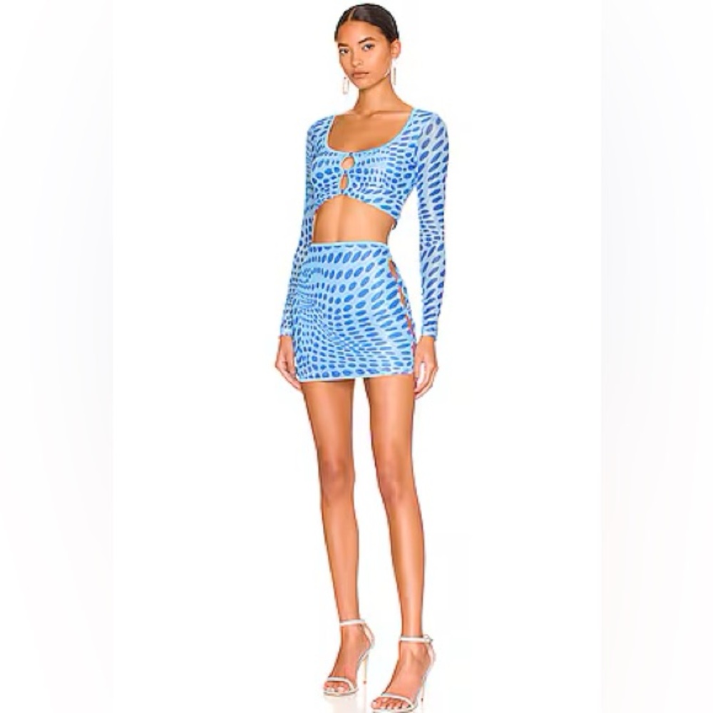 SUPERDOWN- NWT- Women’s Blue Skirt Patterned Set - Swim Set - Size M